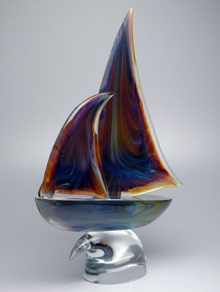 Murano glass sailing boat in Calcedonio