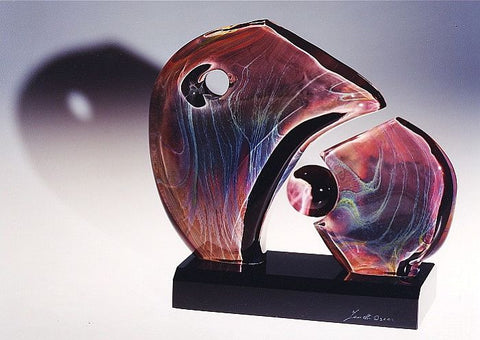 Murano glass abstract sculpture in Calcedonio glass