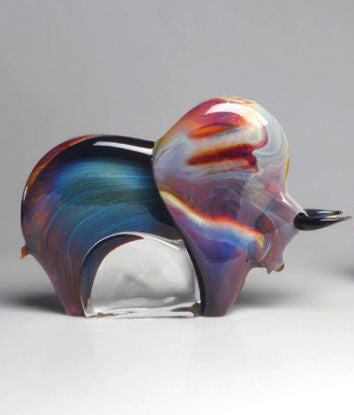 Murano glass bison in Calcedonio glass