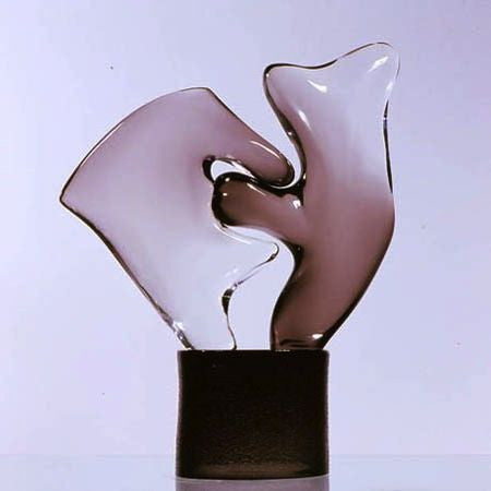 Murano glass abstract sculpture in' Northern Lights' blue