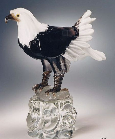 Murano glass eagle with Northern Lights blue