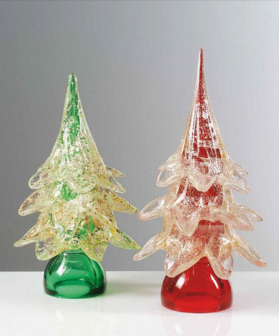Red and green Christmas trees with gold