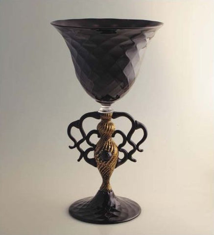 Black and gold wine goblet