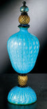 Turquoise Murano glass ornamental bottle with bubble design