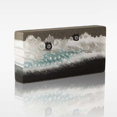 Murano glass art block with coloured rods