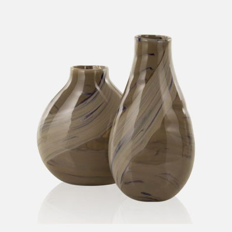 Narrow-necked Murano glass vase with grey veining and aventurine