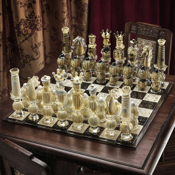 Chess Set - Black + Gold Handcrafted Beautiful Decorative Table