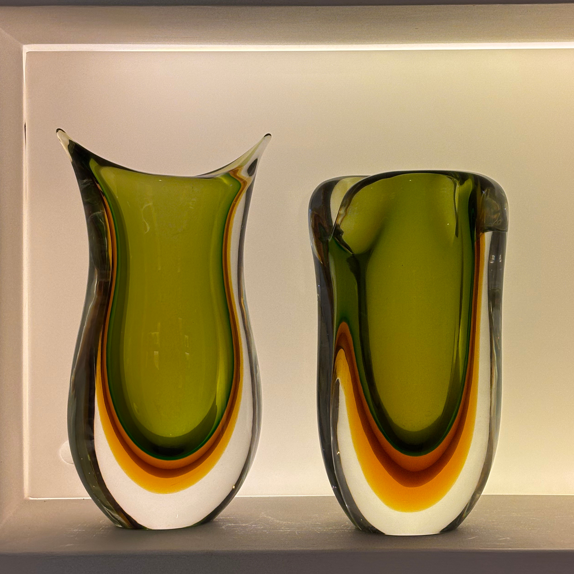Olive Green Sommerso Murano Glass Vase – Murano Glass Sculptures