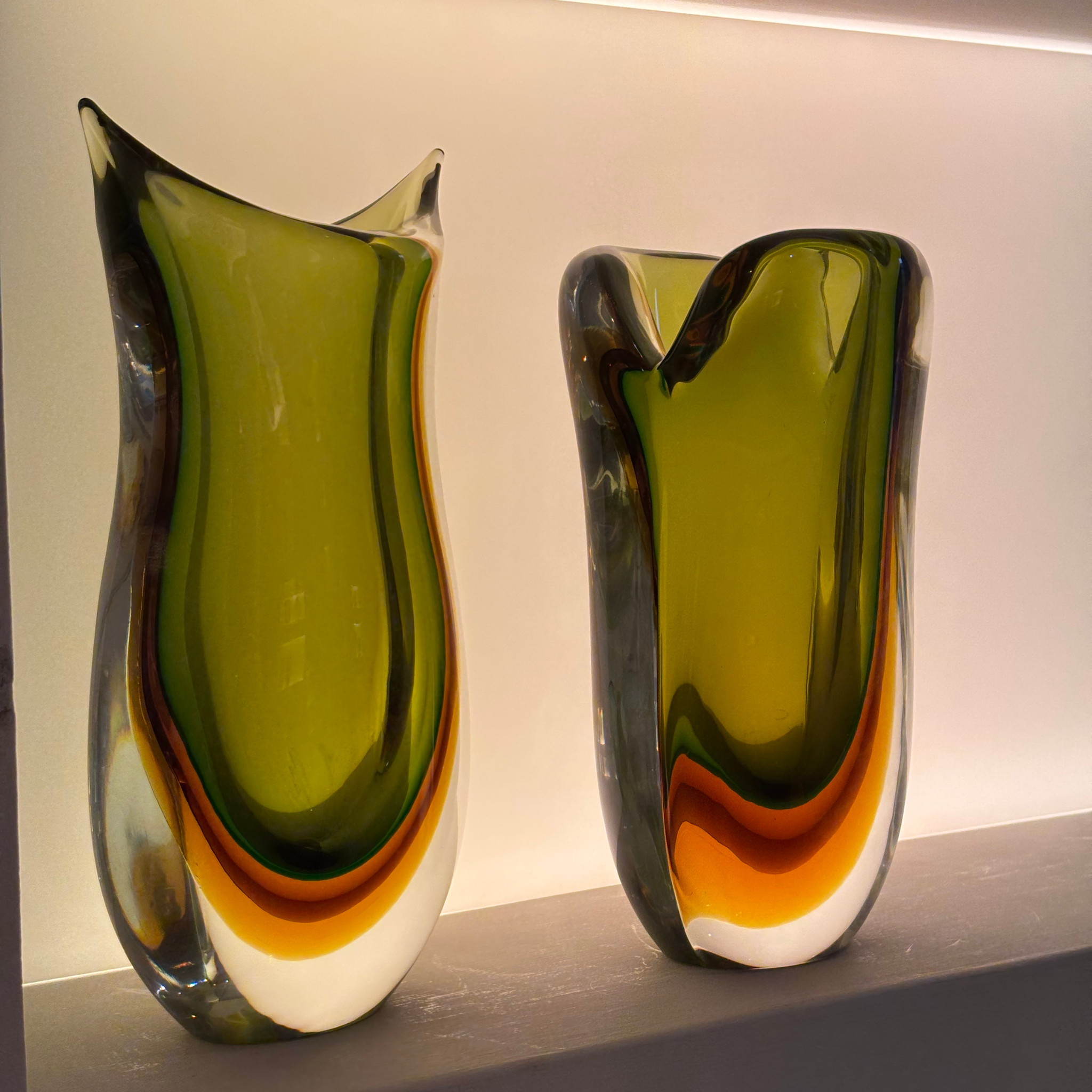 Olive Green Sommerso Murano Glass Vase – Murano Glass Sculptures Olive Green Sommerso Murano Glass Vase – Murano Glass Sculptures