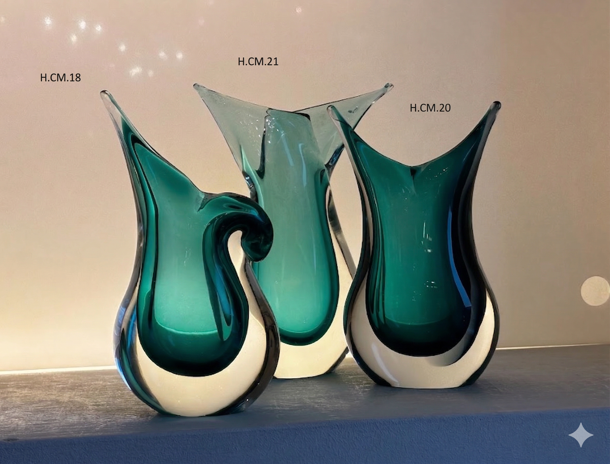 Teal Murano Glass 'Sommerso' Vases in 3 sizes – Murano Glass
