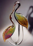 Murano glass heron sculpture in Calcedonio