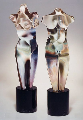 Murano glass man and woman in Calcedonio glass