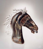 Murano glass horse - head in Calcedonio glass