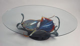 Murano glass coffee table with Calcedonio glass fish