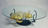 Murano glass coffee table with gold turtles