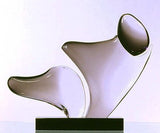Murano glass abstract sculpture in 'Northern Lights' blue