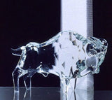 Murano crystal chiselled bison sculpture