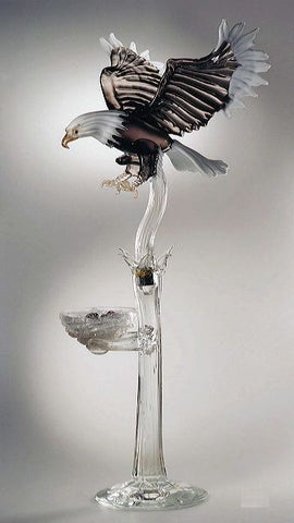 Murano glass eagle and nest with eggs