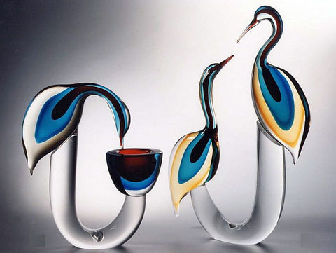 Murano glass herons