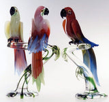 Murano glass trees with parrots