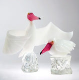 Murano glass pelicans with millefiori