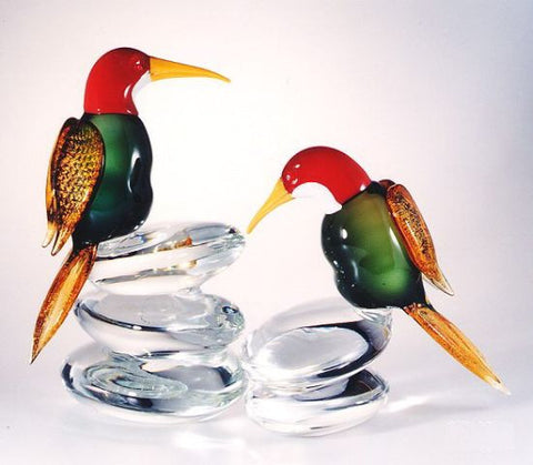 Murano glass woodpeckers