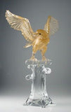 Murano glass gold falcon on a crystal base