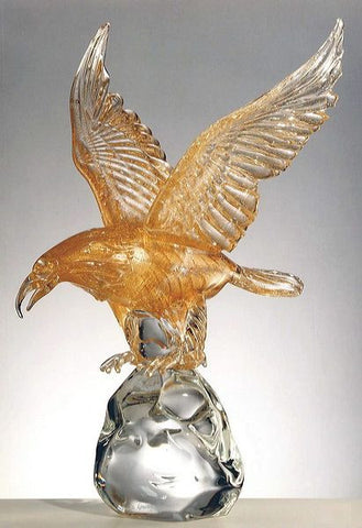 Murano glass eagle with 24 carat gold