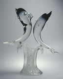 Murano glass dolphins with 'Northern Lights' blue
