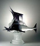Murano glass marlins on a crystal base