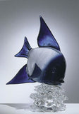 Murano glass fish in 'northern lights' blue