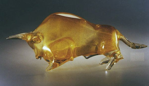 Murano glass bull with 24 carat gold