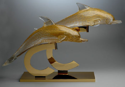 Murano glass dolphins with 24 carat gold