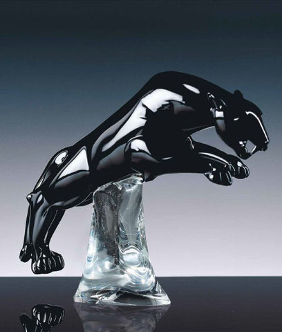 Murano glass panther on a crystal base
