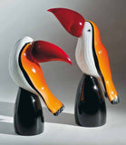 Colourful and modern Murano glass toucans