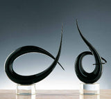 Black glass curls in two designs