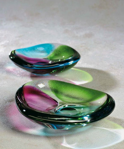 Multicoloured glass ashtrays or trinket dishes