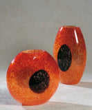 Red and orange aventurine vases