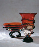 Murano glass red bowl and matching vase with  'morises'