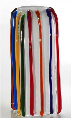 Modern vase with multi-coloured canes