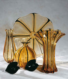 Classic amber and black vases and large plate