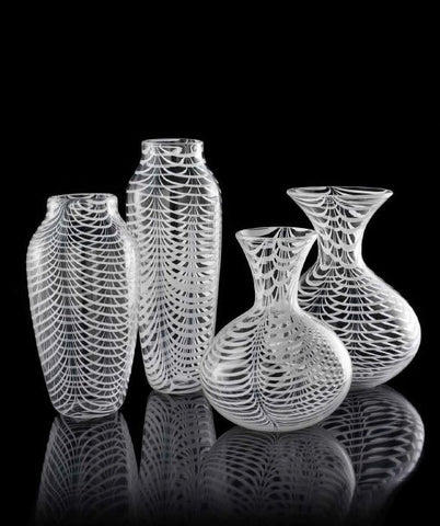 White and crystal flower vases
