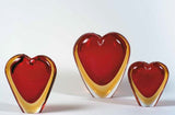 Heart vases in red and amber
