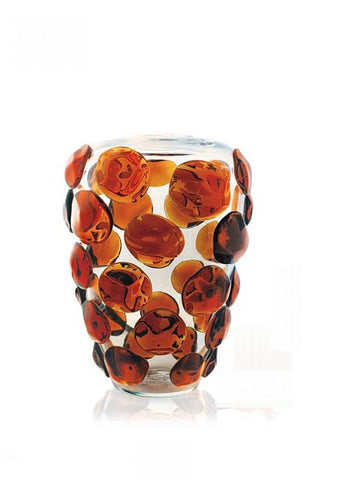 Crystal vase with multi-coloured dots