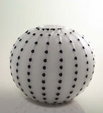 White spherical vase with contrasting colour