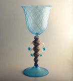 Tall pale blue and gold chalice