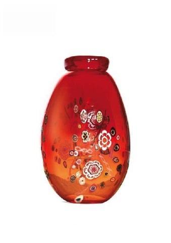 Red vase with murrines