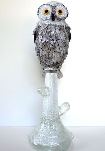 70 cm Murano glass owl sculpture on base