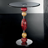 Murano glass occasional table with red and gold decorations