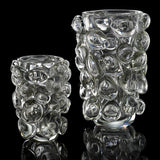 Large clear Murano glass vase with bubble design